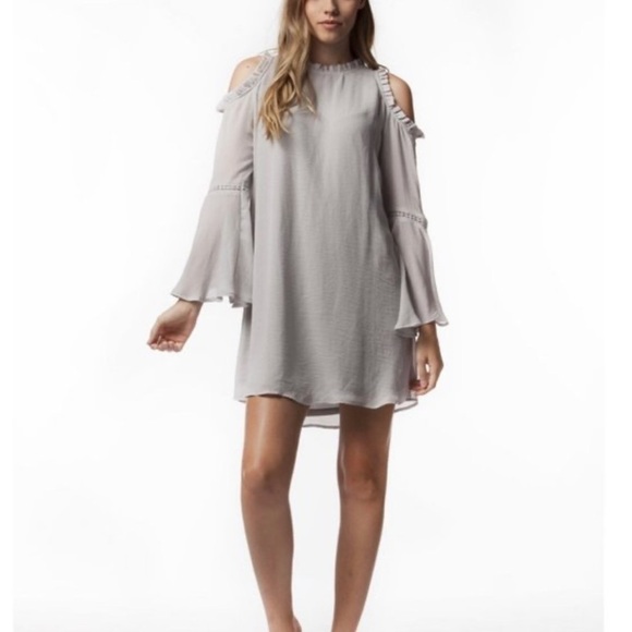 PPLA Dresses & Skirts - PPLA Light Gray Cold Shoulder Dress